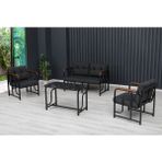 Serdem 2+1+1+Sehpa Bahçe Balkon Mobilyası Antra - Antrasit