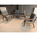Serdem-(Ester)-2+1+1 Bahçe Balkon Mobilyası Koltuk Gri