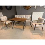 Serdem-(Ester)-3+1+1+Masa Bahçe Balkon Mobilyası Koltuk Krem