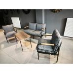 Serdemdizayn Serdem-(Eco)-2-1-1--Sehpa - Metal Bahçe Balkon Takımı Mobilya Grubu (Gri)