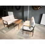 Serdemdizayn Serdem-(Eco)-2-2-Sehpa Metal Bahçe Balkon Takımı Mobilya Grubu (Krem)