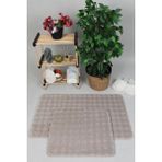 Sere Serpe Modern Bubble Yıkanabilir Kaymaz Peluş Banyo Paspası Halısı 2'li Klozet Takımı 60X100-50X60 Bej