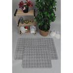 Sere Serpe Modern Bubble Yıkanabilir Kaymaz Peluş Banyo Paspası Halısı 2'li Klozet Takımı 60X100-50X60 Gri