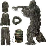 Serendipitous 5 In 1 Ghillie Suit, 3D Kamuflaj Açık Avcılık Giyim Dahil Ceket, Pantolon, Kapüşon, Yetişkinler Çocuklar Için Taşıma Çantası Gençlik (Yurt Dışından) - Beyaz