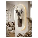 SERENGETI ART GARDENYA AHŞAP PİLLİ LEDLİ İSKANDİNAV TARZI SALON DUVAR RAFI MODERN ÇİÇEKLİK 27 X 65 CM