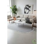 Serenita Home Post/peluş Yıkanabilir Kaymaz Taban Yumşacık Gri Oval Saçaklı Modern ve Şık Salon Oturma Odası Mutfak Çocuk Odası Koridor Antre Halısı - Gri - Açık Gri - 100 x 250 cm