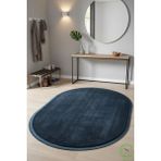 Serenita Home Post/peluş Yıkanabilir Kaymaz Taban Yumşacık Mavi Saçaklı Modern ve Şık Salon Oturma Odası Mutfak Çocuk Odası Koridor Antre Halısı - 120 x 120 cm