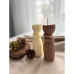 Serenity Sanat 2'li Düğüm Sütun Kokulu Mum - Krem - Kahverengi