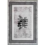Serente Home Kitchen Figür Desenli Yıkanabilir Kaymaz Taban Şönil Gri Siyah Mutfak Halısı 4128