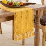 Serento Masa örtüsü sarı makrome kış masa runner çiftlik evi masa runner rustik köy evi tarzı tığ işi dantel püsküller masa örtüsü pamuk keten 30 x 180 cm düğün parti tatil için