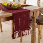 Serento Runner Bordo Kırmızı Püsküllü 30 x 180 cm Rustik Boho Masa Runner Makrome Kılıf Düğün Dekorasyonu Vintage Masa Runner Çiftlik Evi Kış Masa Runner Tatil Parti Düğün için