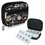 Serfeymi Haftalık Seyahat Hap Düzenleyici Hap Kılıfı, Çıkarılabilir 7 Günlük Hap Kutusuyla Çanta için, Modaya Uygun Seyahat İlaç Düzenleyici Hap Kabı İlaç, Vitamin, Takviye için - Siyah 02 + Hap