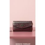 Sergio Ferrari Premium Hakiki Deri Kadın Omuz ve El Çantası | Manyetik Kapaklı Omuz Askılı Çok Bölmeli Şık Tasarım - Bordo Kroko