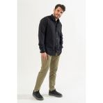 Serhat POLAT Premium Quality / Comfort Fit / Rahat Kesim Kolay Ütülenebilir Erkek Gömlek - Siyah - 2XL