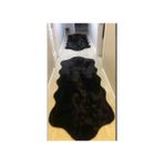 Seria Hali Siyah Peluş Post Çift Kafa Yıkanabilir Kaymaz Taban Tavşan Tüyü Halı Yolluk - 100 x 150 cm