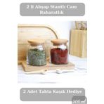 Serin Bardak Bambu Kapaklı 2li Stantlı Baharat Takımı 300ml