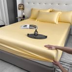 Serinletici Yaz Buz İpek Nevresim Takımı Nefes Alabilir Lateks Yatak Koruyucu Kaymaz Saten Lastikli Çarşaf Kraliçe/Çift/Tek Kişilik/Tek Kişilik 180x200 cm + 30 cm 3 Parça Yatak