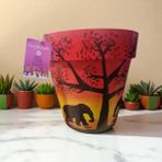 Serinova 6 Litre Kadın Emeği El Boyaması Desenli Yalı Saksısı