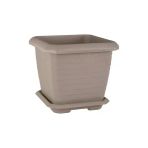 Serinova Hisar Kale Saksı 25 Litre Latte Kahve 37Cm Kare Büyük Boy Tabaklı Plastik Bahçe Bitki Çiçek Saksısı