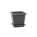Serinova Hisar Kare Büyük Boy Saksı 25.5 Litre 37X37x33,5Cm Antrasit