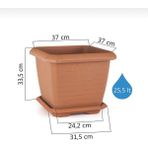 Serinova Hisar Kare Saksı Mocca 25,3 Litre - Moka