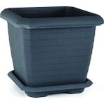 Serinova HK04 No:4 Tabaklı 44,3 cm 44 Litre Antrasit Hisar Kare Saksı