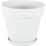 Serinova YS03 Yalı Saksı Drenaj Aparatlı Tabaklı Dekoratif Saksı 19cm, 3 Litre Kirli Beyaz