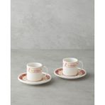 Seris Bone Porselen 4 Parça 2 Kişilik Kahve Fincan Takımı 90 ml Pembe - Sarı - 4 Adet