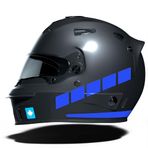 Şerit Tasarımlı Motosiklet Kask Sticker Reflektif, Floresan, Düz, Özel Renkler Çınar Extreme Azur Mavi