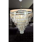 Şeritli Beyaz Gold 50 Cm Lik Kristal Taşlı Lüks Avize - Yatak Odası - Salon - Mutfak - Hol Altın
