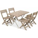 Sermer Pazarlama 🪑 Katlanır Bahçe & Balkon Seti – piknik seti 60X90 Masa + 4 Katlanır Sandalye - Bej