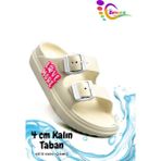Sermoda Çift Toka Hafif Eva Yazlık Plaj Çocuk Terliği Havuz Terliği Lavabo Terliği Lm Ekru - Ekru - Pembe