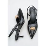 Sermoda Topuklu Kadın Ayakkabı - 5 cm Ince Topuklu Sivri Burun Kadın Stiletto Ayakkabı Siyah Yanki - 04CV1-Siyah
