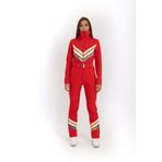 serpildinc Neon Şeritli Kırmızı Kayak Tulumu