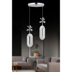 SERRA 2Lİ KROM 3 Renk LED ISIKLI SALON MUTFAK OTURMA ODASI ANTRE AVİZE - Siyah