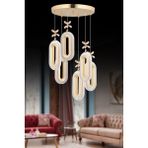 SERRA 6LI GOLD 3 Renk LED ISIKLI SALON MUTFAK OTURMA ODASI ANTRE AVİZE - Krom