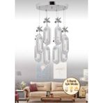 SERRA 8Lİ KROM AKRILIK TASLI 3 REK LED ISIKLI Modern Sarkıt Mutfak Oturma Odası Salon Sarkıt Avize
