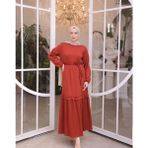 Serra Düz Fitilli Elbise - Kiremit - 38 - 40