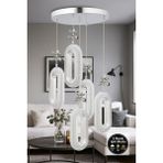 Serra-Krom-5li 3 Renk LED ISIKLI SALON MUTFAK OTURMA ODASI ANTRE AVİZE