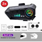 Serreha 2 ADET Motosiklet Bluetooth 5.3 Kask Intercom 2 Kişi 300 Metre Eşleşme Özelliklikli - Siyah