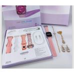 Serreha G21 Mini Plus Akıllı Saat 4 Kordonlu Bileklik Kolye ve Küpe Hediyeli - Rose - Gold