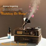 Serreha Vintage Gramofon Tasarımlı Hava Nemlendirici - Bluetooth Hoparlörlü Renkli LED Işıklı Aroma Difüzör - Koyu Kahverengi