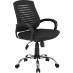 Sers Mobilya Siyah Fileli Çalışma Koltuğu Metal Krom Ayaklı Tekerlekli Ergonomik Tasarım
