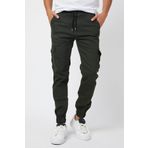 Serseri Haki Slim Fit Yandan Cep Bel Bağcıklı, Paçaları Lastikli Esnek Kumaş Erkek Kargo Pantolon
