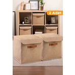 Serstil 2 Adet - Dolap İçi Çamaşır Oyuncak Düzenleyici Katlanır Kapaklı Saklama Kutusu 30x30x30cm - Jüt