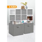 Serstil 2 Adet - Dolap Içi Çamaşır Oyuncak Düzenleyici Katlanır Saklama Kutusu 30x30x30cm - Antrasit