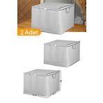 Serstil 2 Adet - Mini Boy Gri Benekli Kıyafet/Nevresim Hurcu - 45X40X30 Cm