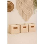 Serstil 3 Adet - Dolap İçi Çamaşır Oyuncak Düzenleyici Katlanır Kapaksız Saklama Kutusu 30x30x30cm - Jüt