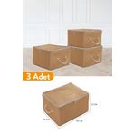 Serstil 3 Adet - Mini Boy Baskı Detaylı Taba Hurç 30 X 22 X 18 Cm
