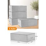 Serstil 4 Adet - Büyük Boy Baza Altı Gri Benekli Hurç 62 X 46 X 22 Cm